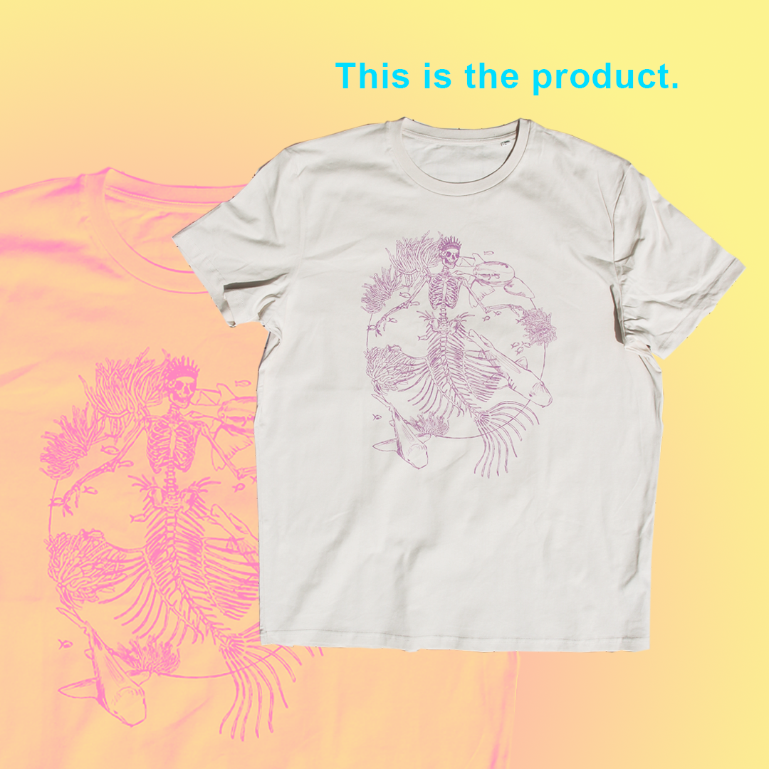 MERMAID T-SHIRT. WHITE/PURPLE