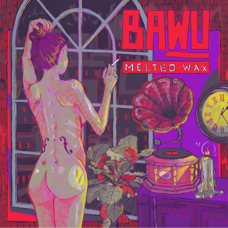 Bay Jemima digital illustration album cover artwork featuring melted wax imagery