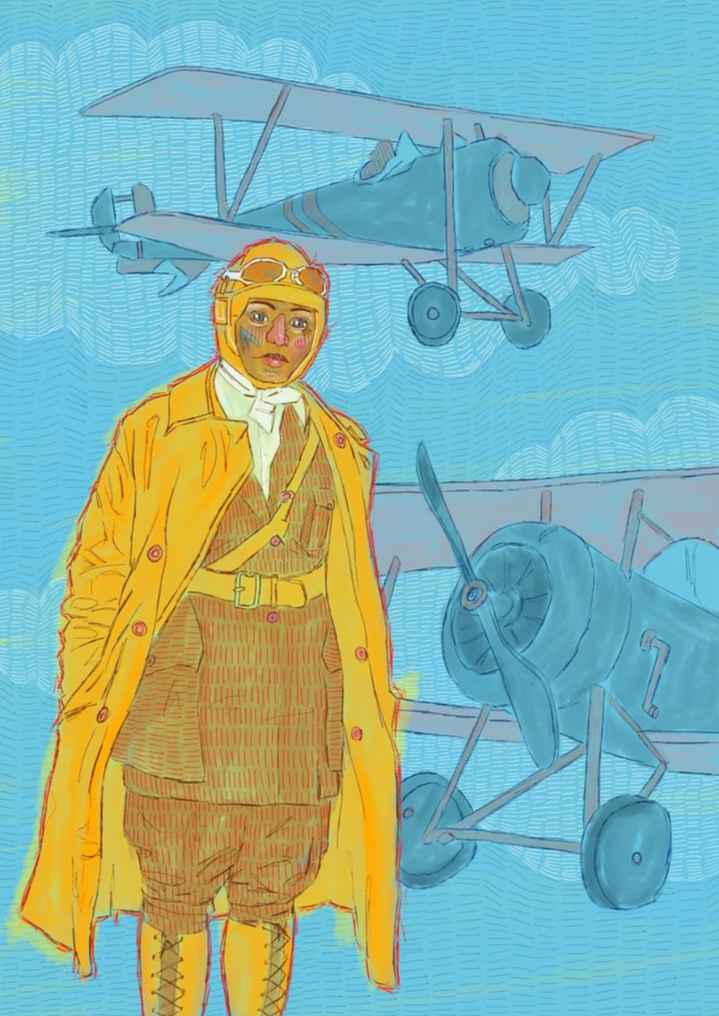 Bay Jemima digital illustration portrait of aviator Bessie Coleman