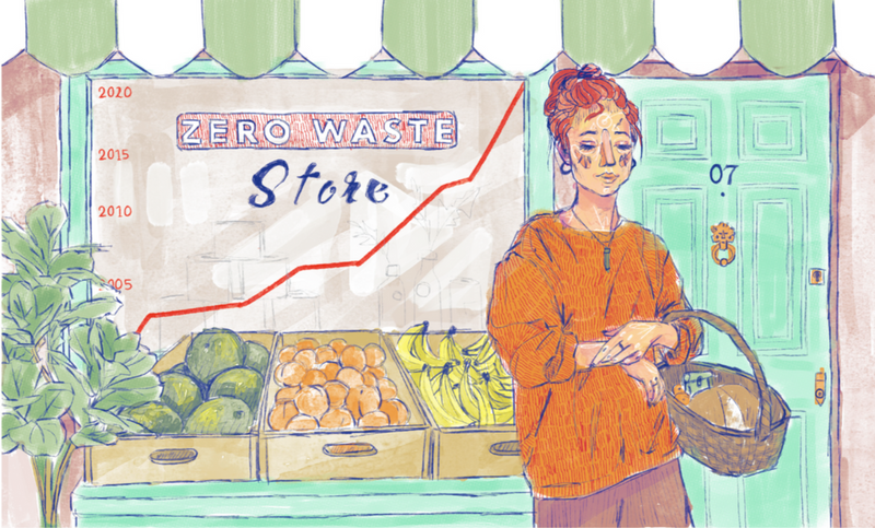 Bay Jemima digital illustration editorial artwork on the rise of the zero-waste movement