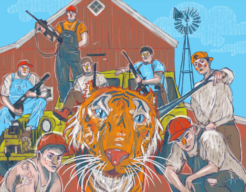 Bay Jemima digital illustration editorial artwork on tigers in captivity