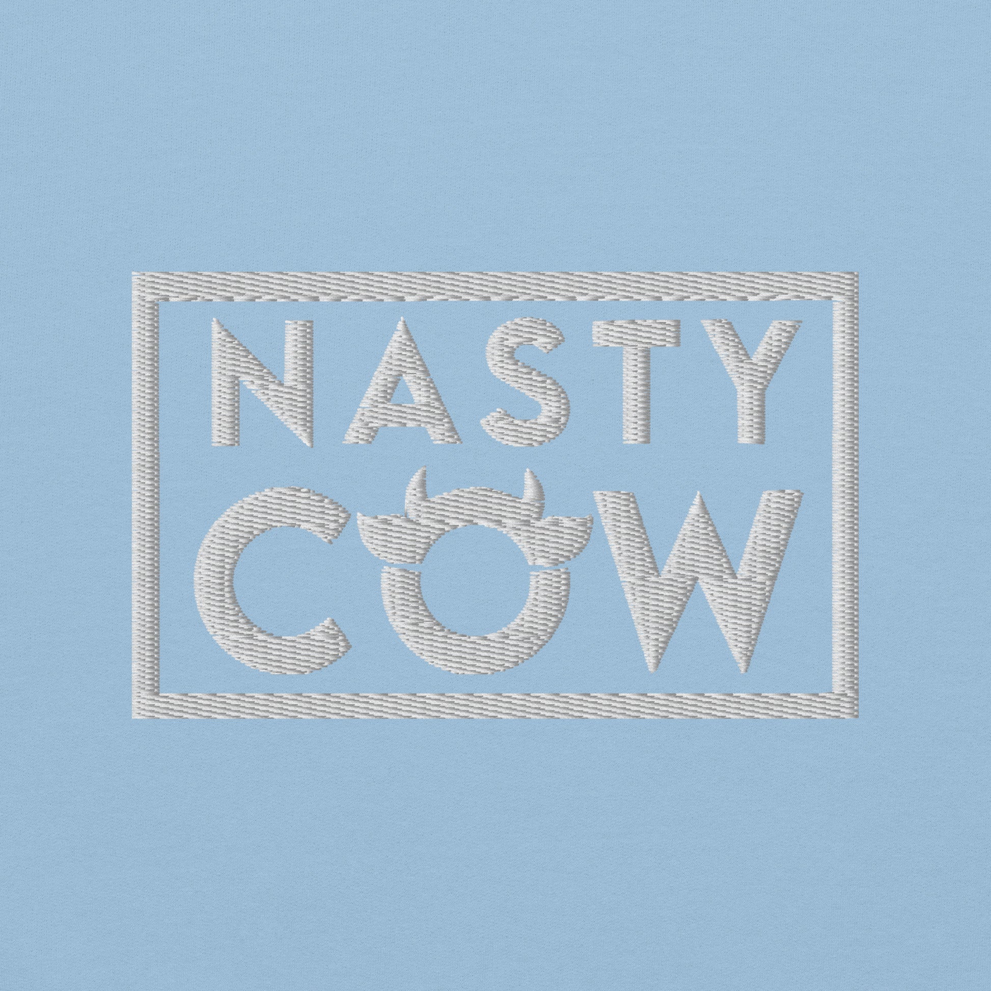 The original Nasty Cow hoodie with bright white embroidered logo of the left chest and right wrist. Cosy and cool.