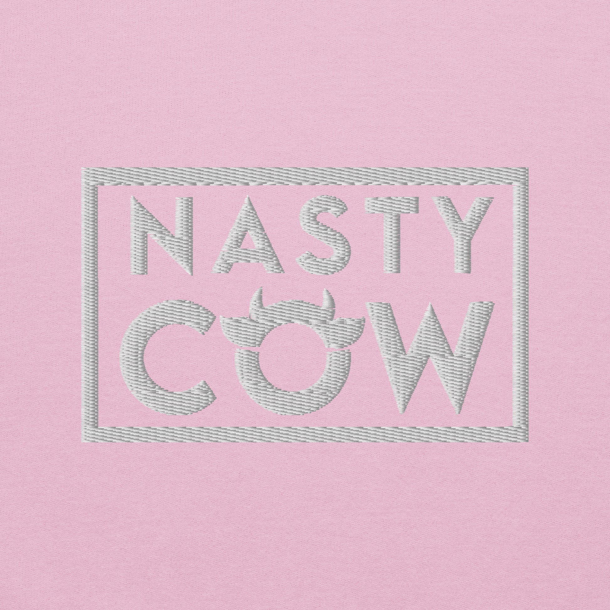 The original Nasty Cow hoodie with bright white embroidered logo of the left chest and right wrist. Cosy and cool.